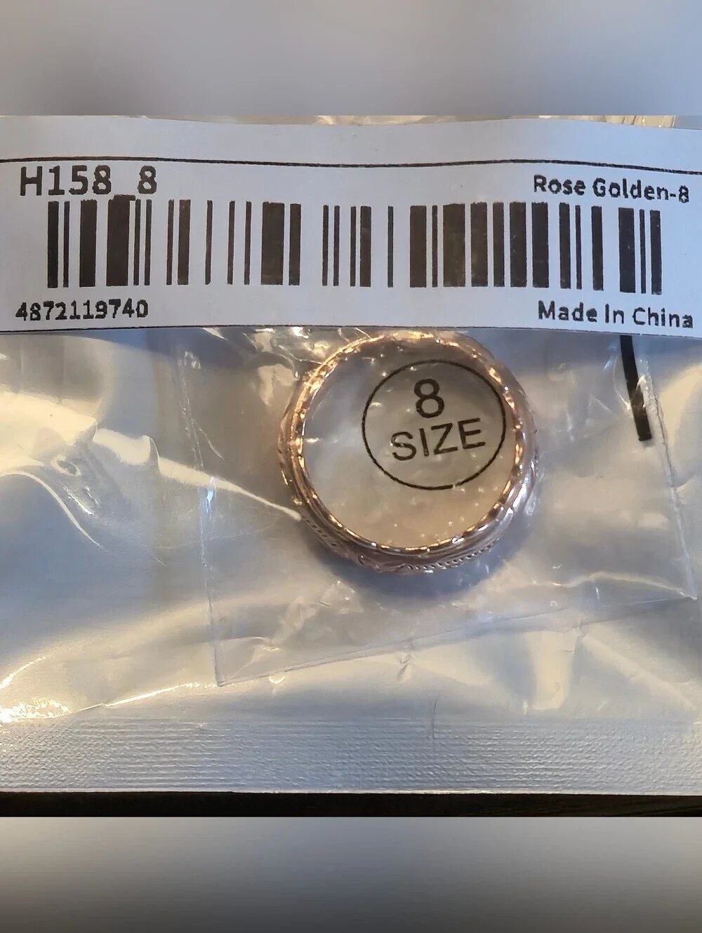 Rose Gold Engraved Raised Scrollwork Pattern Women's Band Ring Size 8